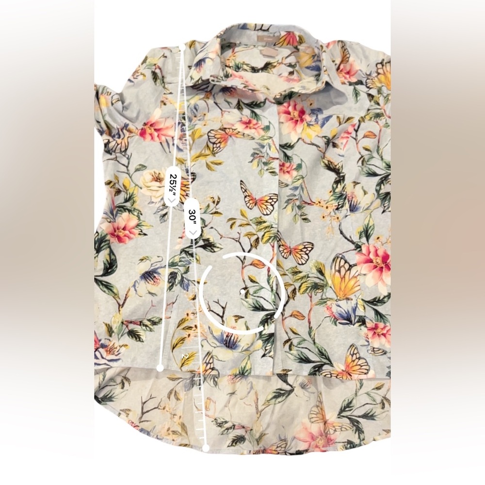 Chico’s No-Iron Cotton “Butterfly Garden” Shirt • Size 3 (16-18) - Picture 9 of 10
